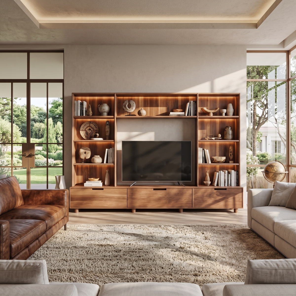 Grand meuble TV avec éclairage LED pour salon SITHTTTVC012