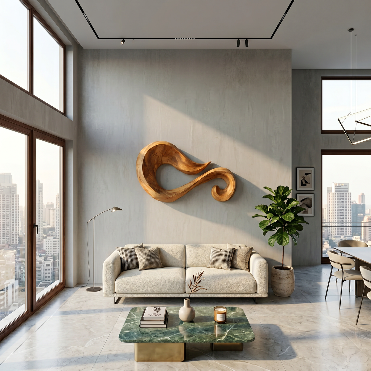 Décoration murale en bois aux formes organiques pour entrée ou couloir RTTHTTWA152