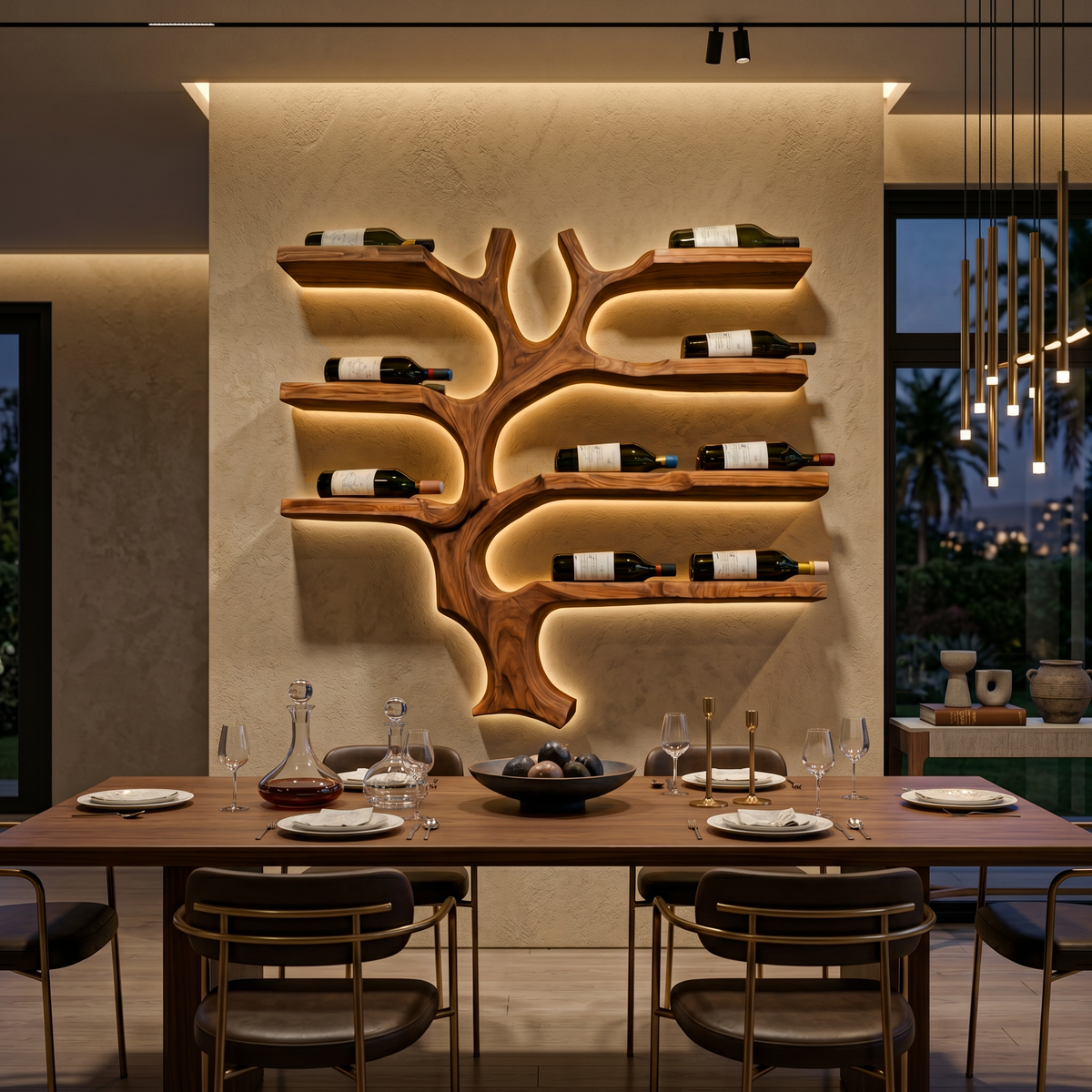 Porte-bouteilles mural moderne en forme de branche pour cuisine RTTHTTWH009