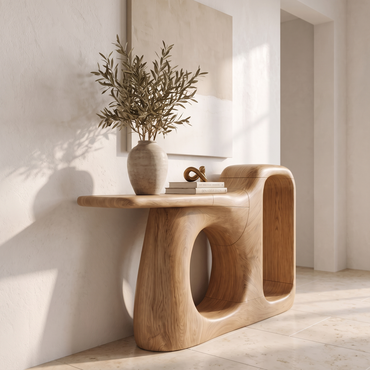 Console organique avec structure sculpturale ouverte pour entrée SINLKICS706