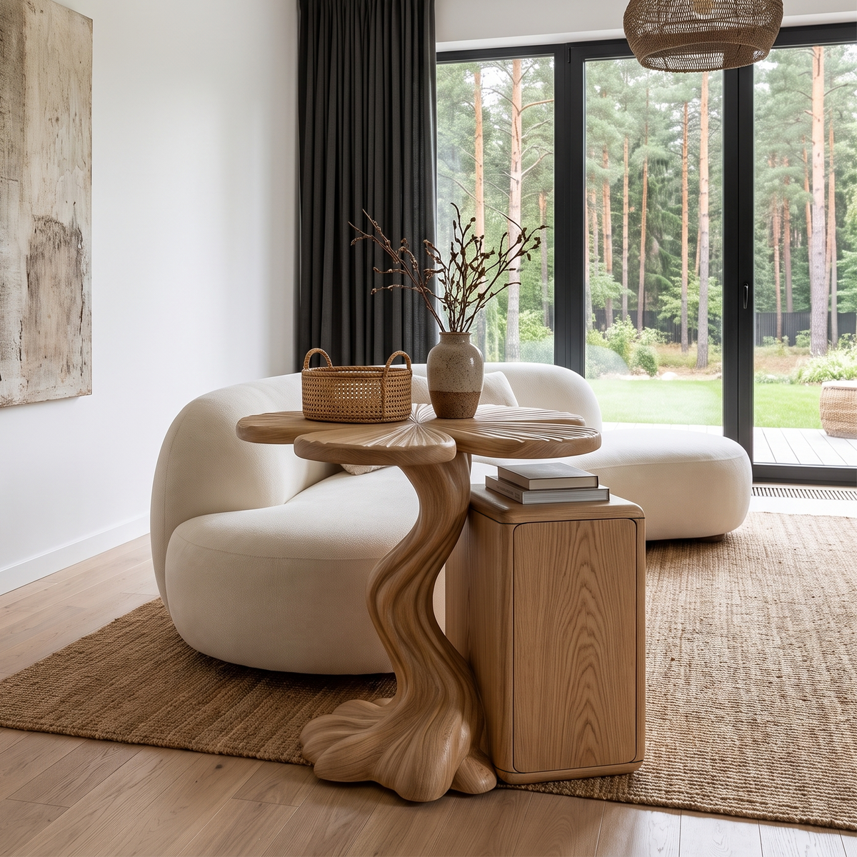 Table d'appoint moderne avec base inspirée d'un arbre pour salon SINLHASTA305