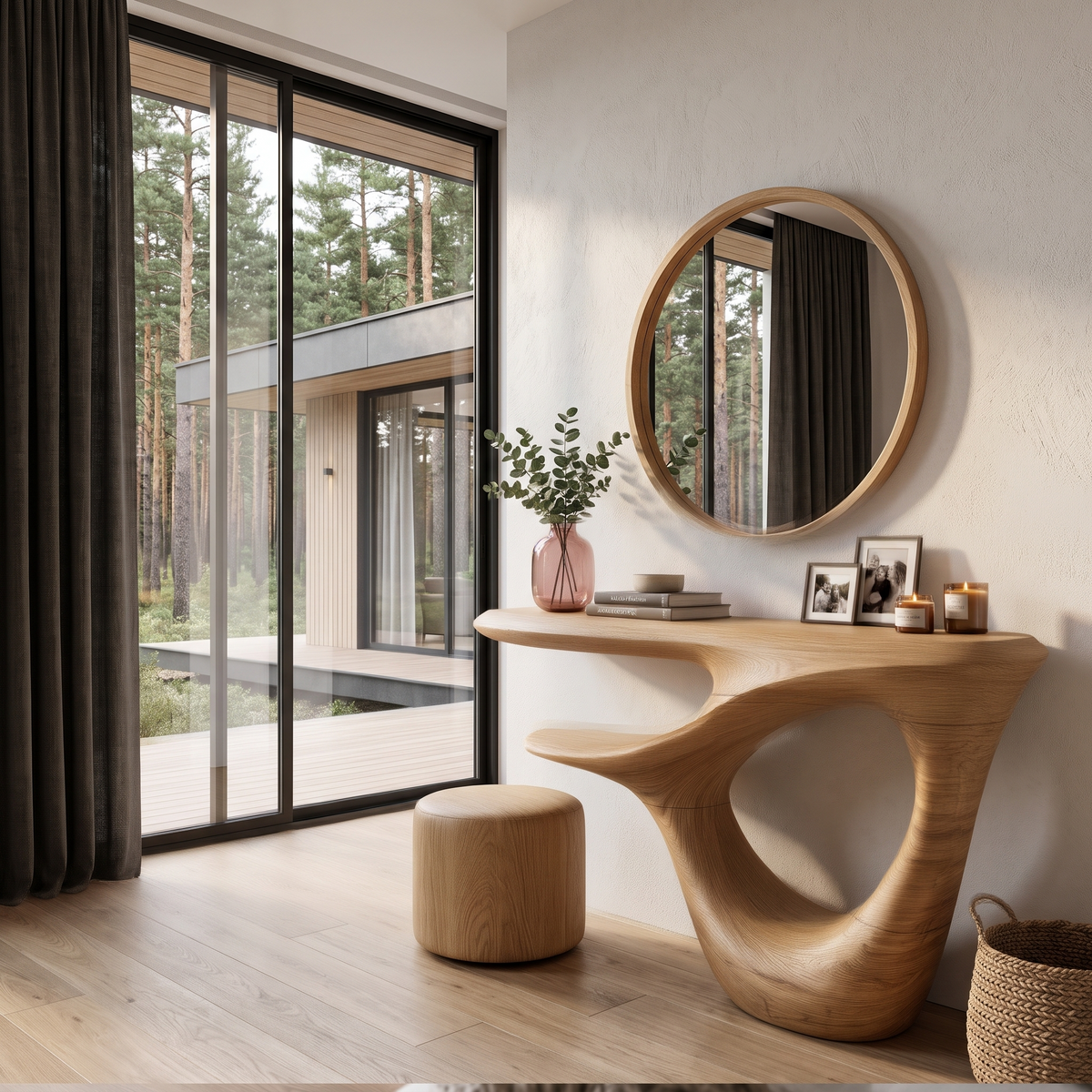 Console contemporaine avec piètement ouvert artistique pour entrée et couloir SINLHACS695