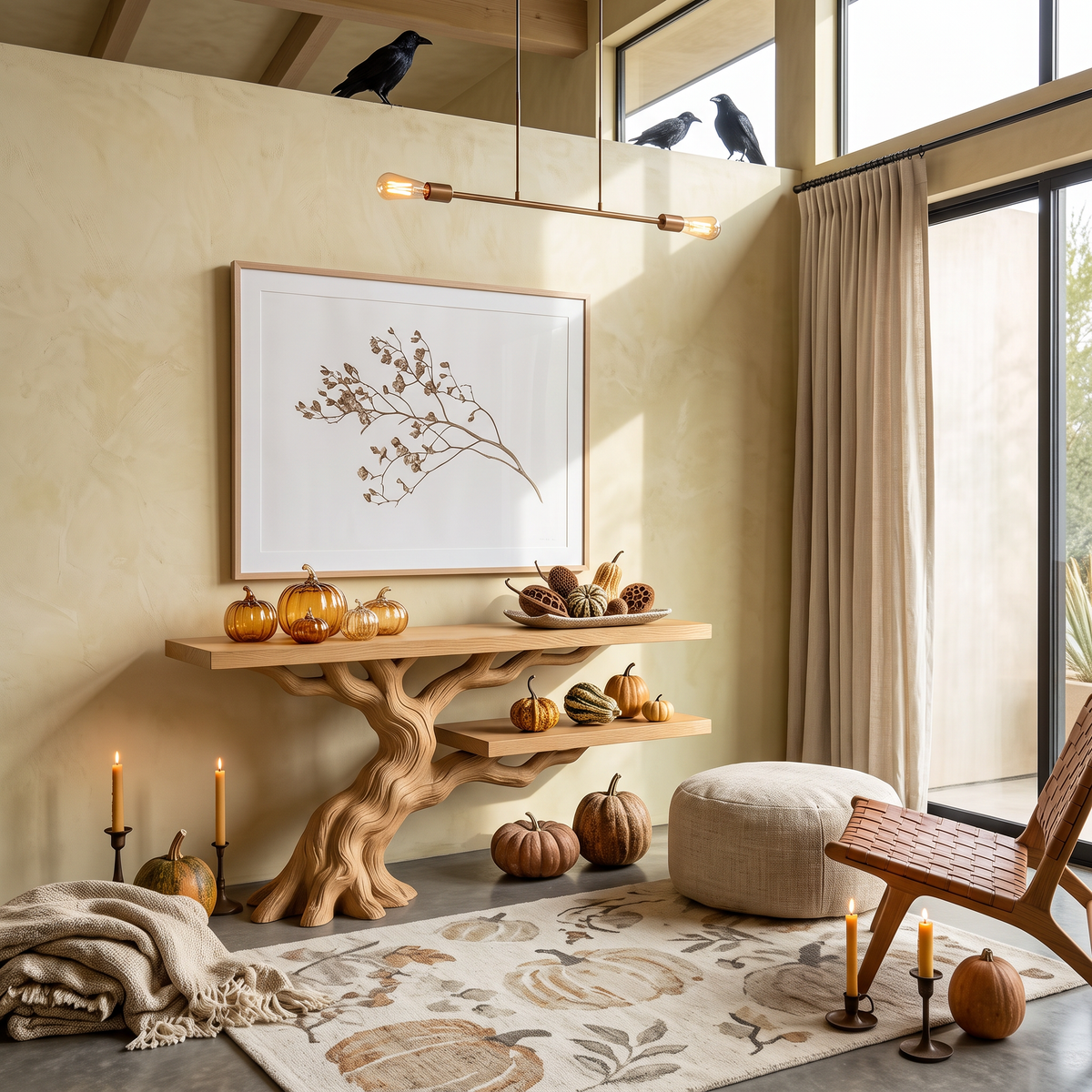 Table d'appoint moderne en forme de racines et de branches pour mobilier d'Halloween gothique SILDTTNCS159