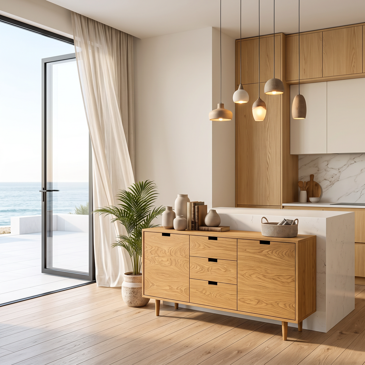 Buffet contemporain en bois pour salon moderne RTTHTTSD060
