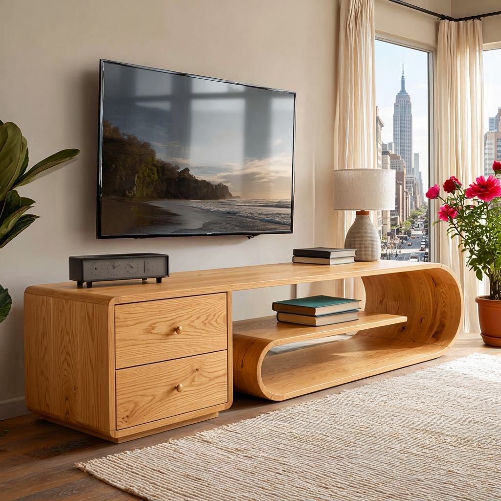 Meuble TV moderne aux formes arrondies pour salon RTTHTTTVC077