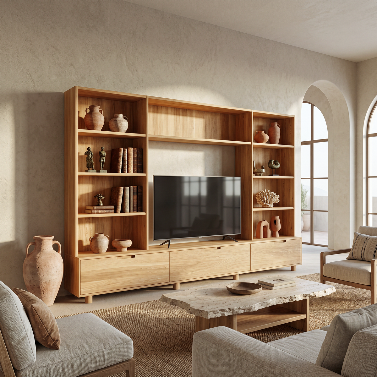 Grand meuble TV avec éclairage LED pour salon SITHTTTVC012