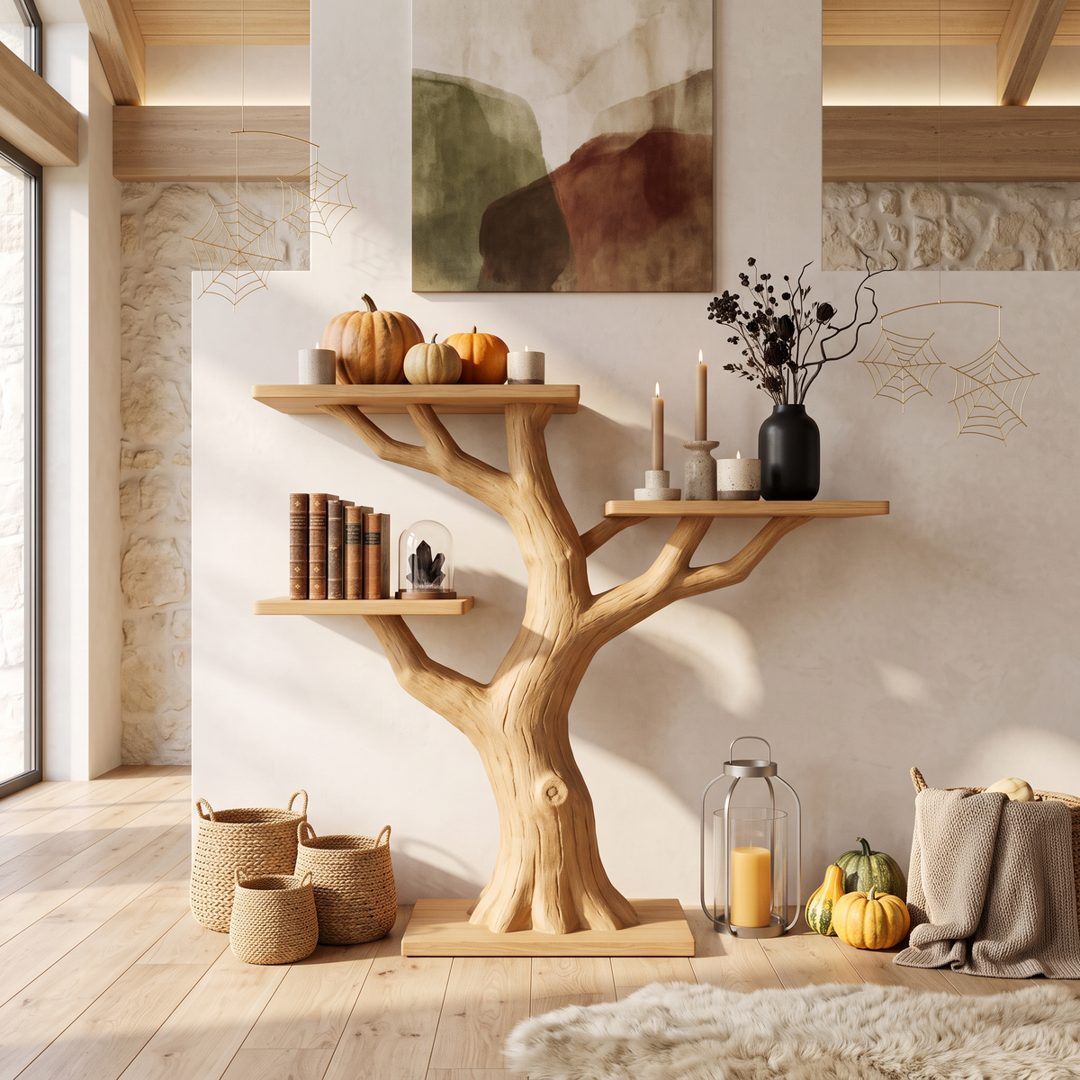 Console branche noueuse organique pour décoration d'Halloween vintage SILDTTNCS149