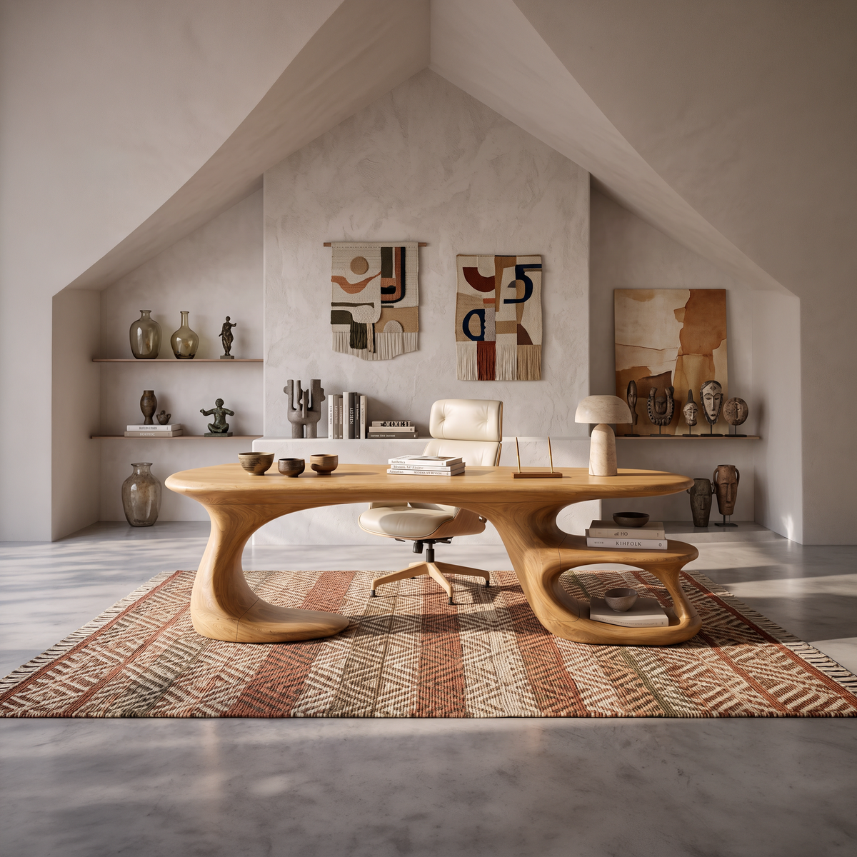 Bureau à étagère incurvée moderne pour bureau à domicile ou appartement SILDTTNDE056