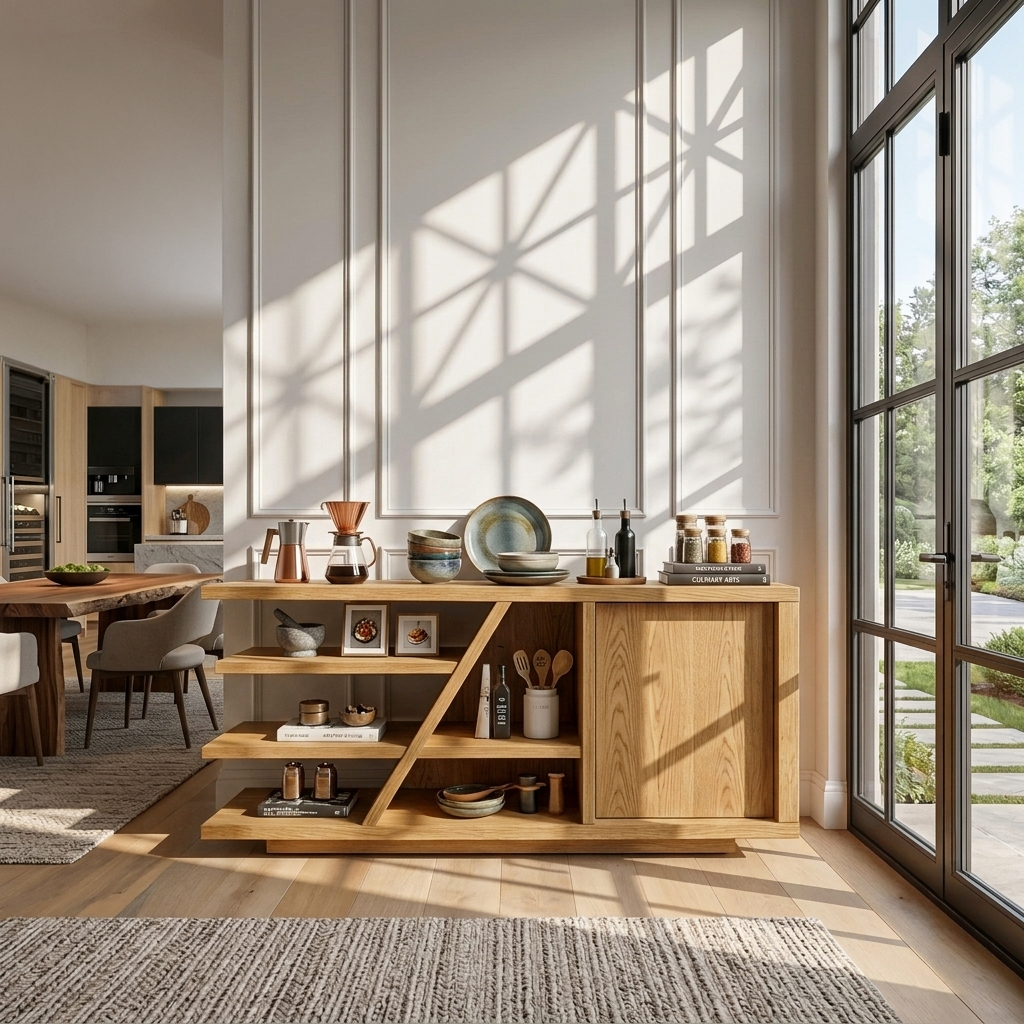 Buffet moderne avec étagères et placard pour salon SITHTTSD022