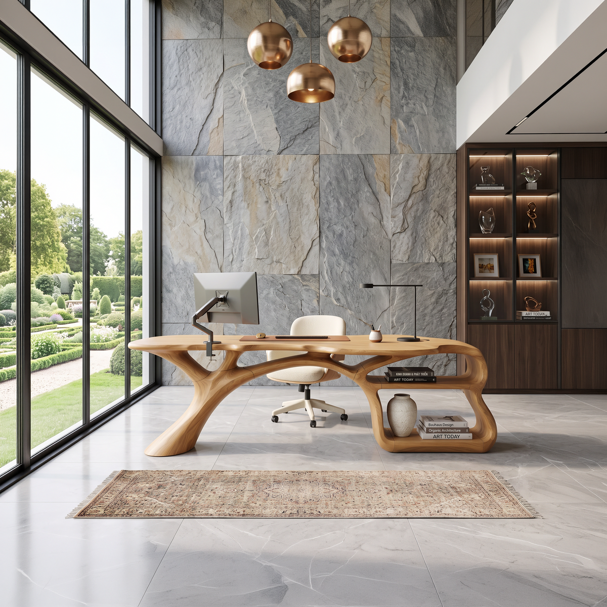 Bureau informatique minimaliste à étagère ouverte pour chambre ou bureau SILDTTNDE043