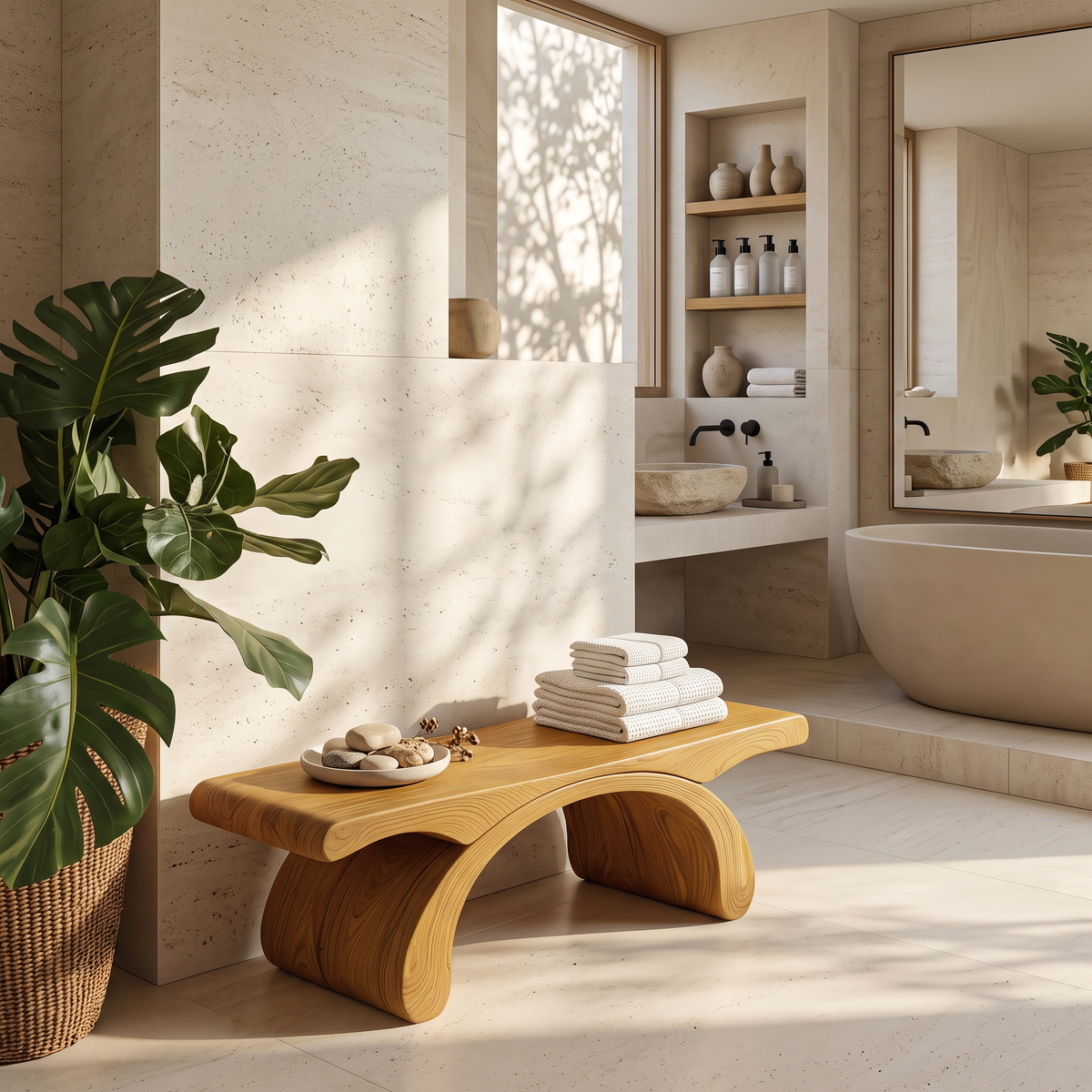 Banc de douche organique moderne pour salle de bain ou spa, mobilier SITHTTSB013