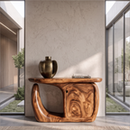 Table console contemporaine avec base sculpturale et rangement pour entrée SINLKICS704