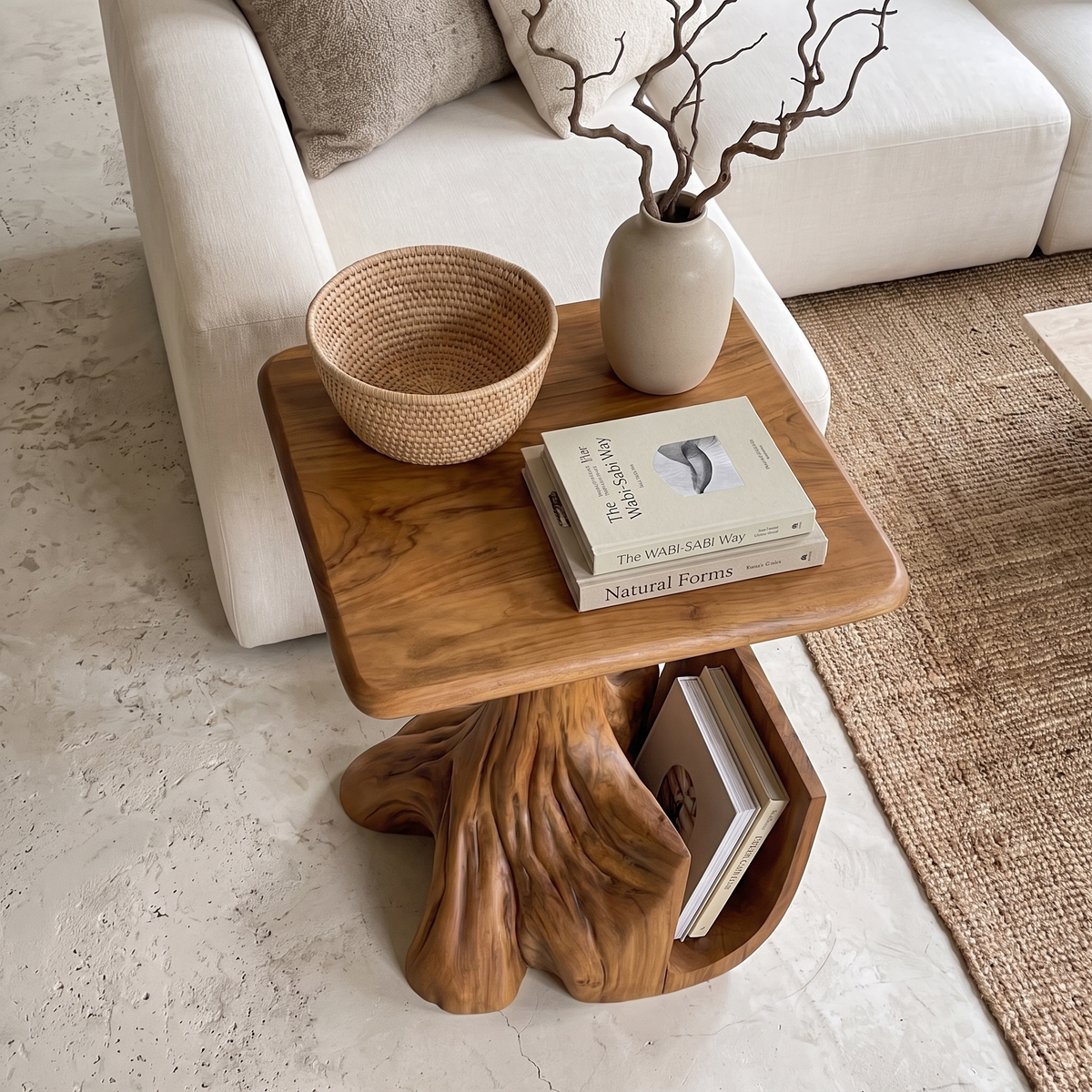 Table d'appoint sculpturale contemporaine avec piètement inspiré d'un arbre pour salon SINLHASTA301