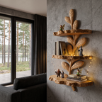 Étagère murale flottante moderne en bois massif faite à la main pour bureau à domicile SINLHAFL065
