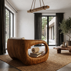 Chaise sculpturale contemporaine au design d'accoudoir fluide pour salon SINLHACHR039