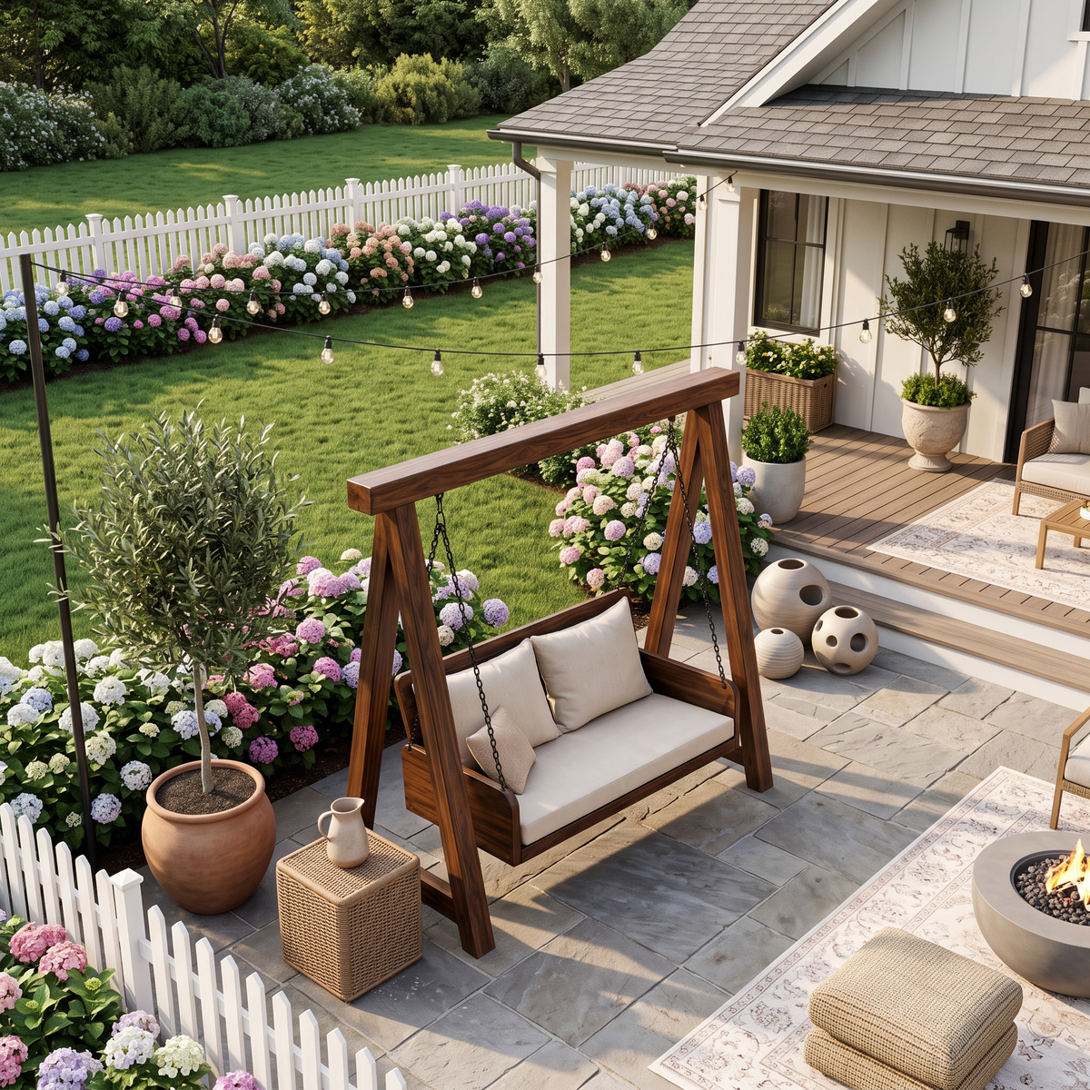 Balançoire en bois biologique avec dossier pour terrasse RTTHTTSG002