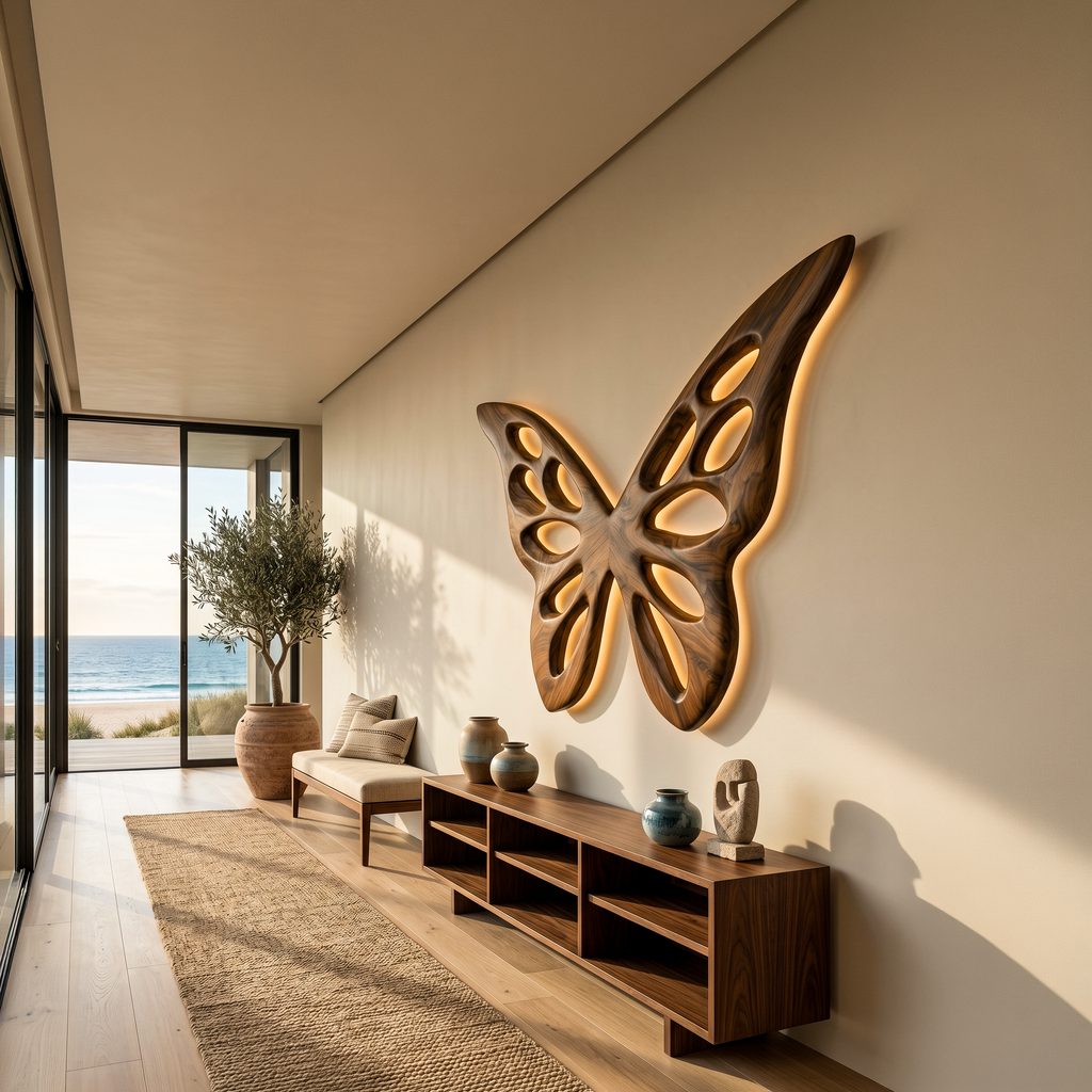 Décoration murale papillon artistique en bois pour chambre ou salon RTTHTTWA154
