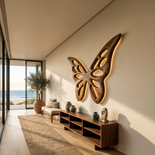 Décoration murale papillon artistique en bois pour chambre ou salon RTTHTTWA154