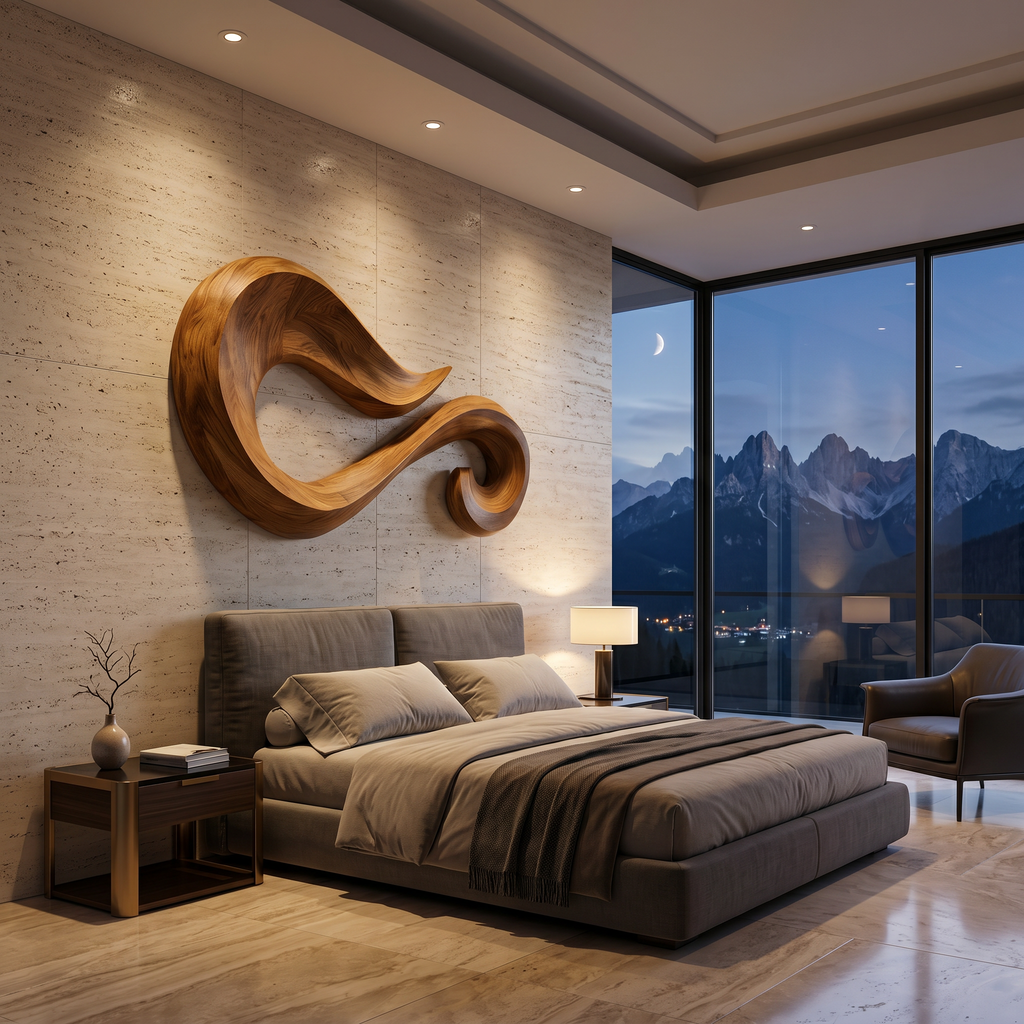 Décoration murale en bois aux formes organiques pour entrée ou couloir RTTHTTWA152