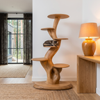 Arbre à chat sculptural rustique avec plateformes à plusieurs niveaux pour salon SINLHATT015