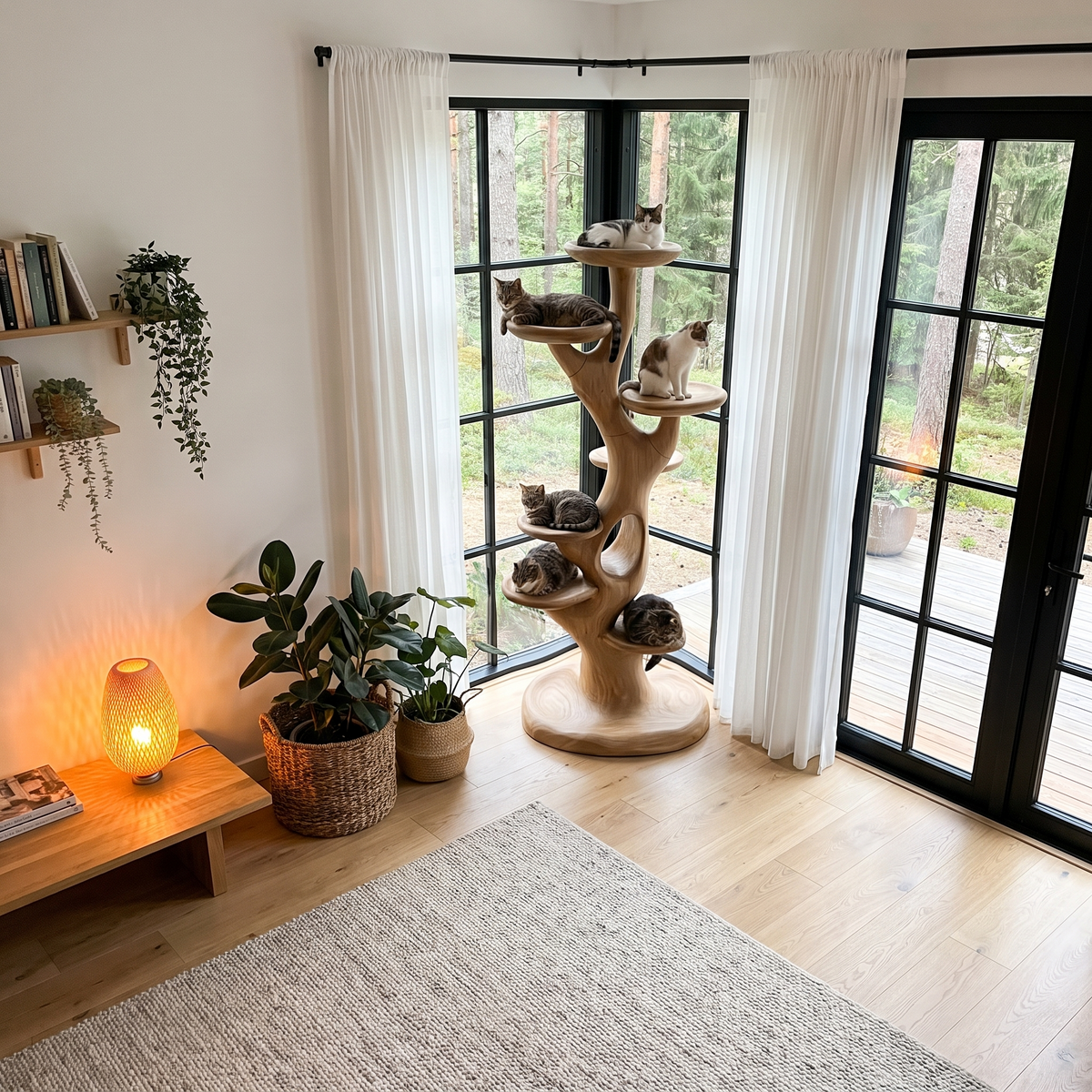 Arbre à chat sculptural à plateformes multi-niveaux pour chats d'intérieur SINLHATT016
