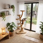 Arbre à chat moderne en forme d'arbre avec plateformes à plusieurs niveaux pour chats d'intérieur SINLHATT017