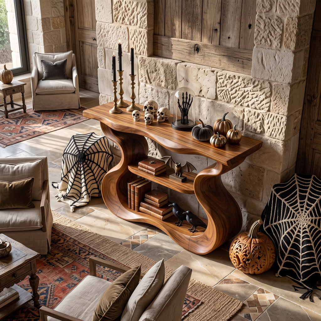 Console de table aux formes sculpturales organiques pour décoration d'intérieur d'Halloween SILDTTNCS141