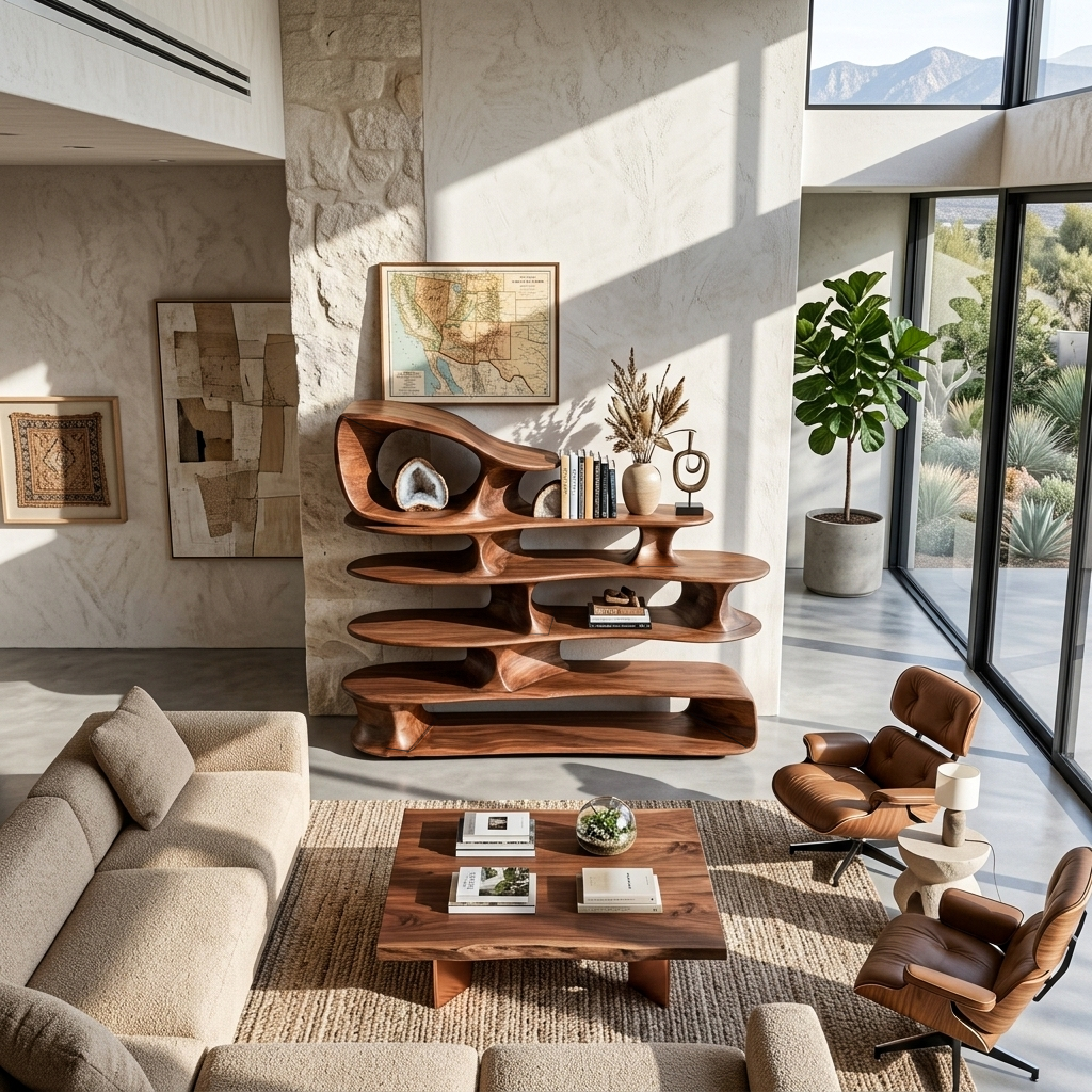 Étagère sur pied sculpturale moderne pour salon SITHTTSS005