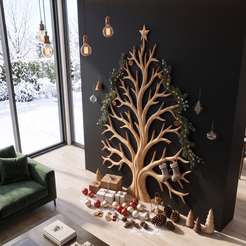 Décoration murale de Noël contemporaine avec silhouette d'arbre artistique pour couloir SINLSAWA138