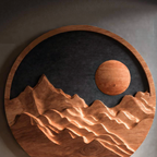 Tenture murale artistique « Soleil de montagne » pour intérieur moderne RTTHTTWA068