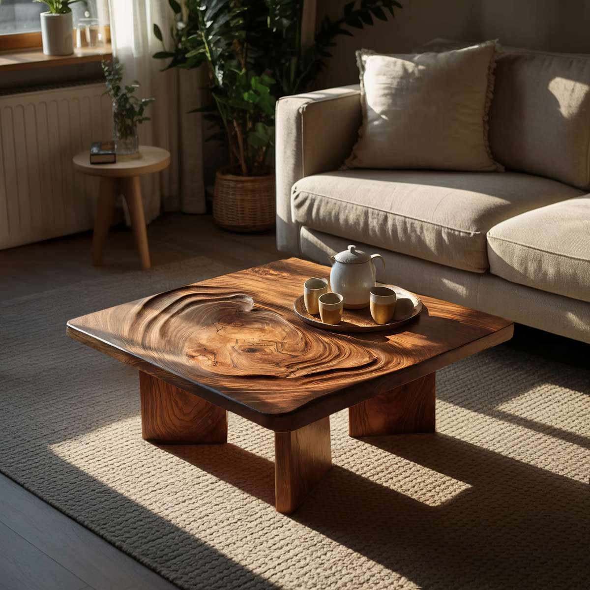 Table basse irrégulière en bois style Mid-Century pour décoration intérieure SILDTTRCF089