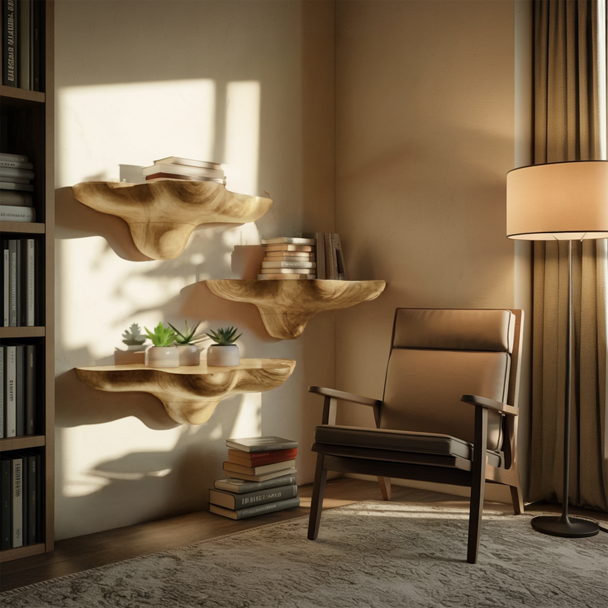 Étagère champignon en bois massif milieu du siècle pour une décoration élégante SILDTTNMR016