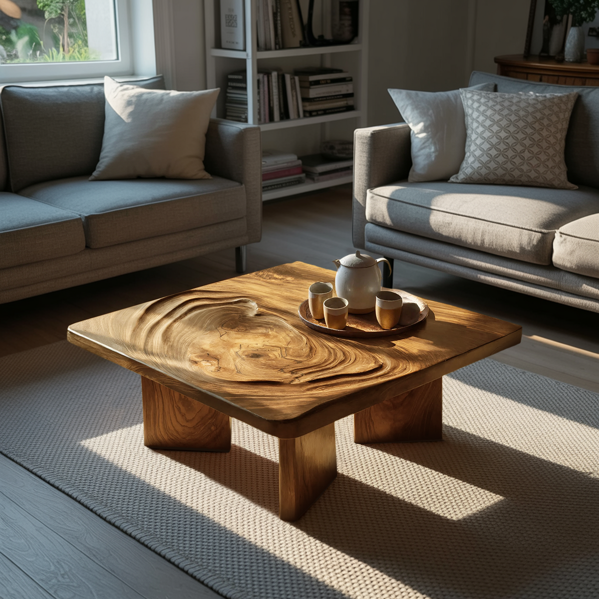 Table basse irrégulière en bois style Mid-Century pour décoration intérieure SILDTTRCF089