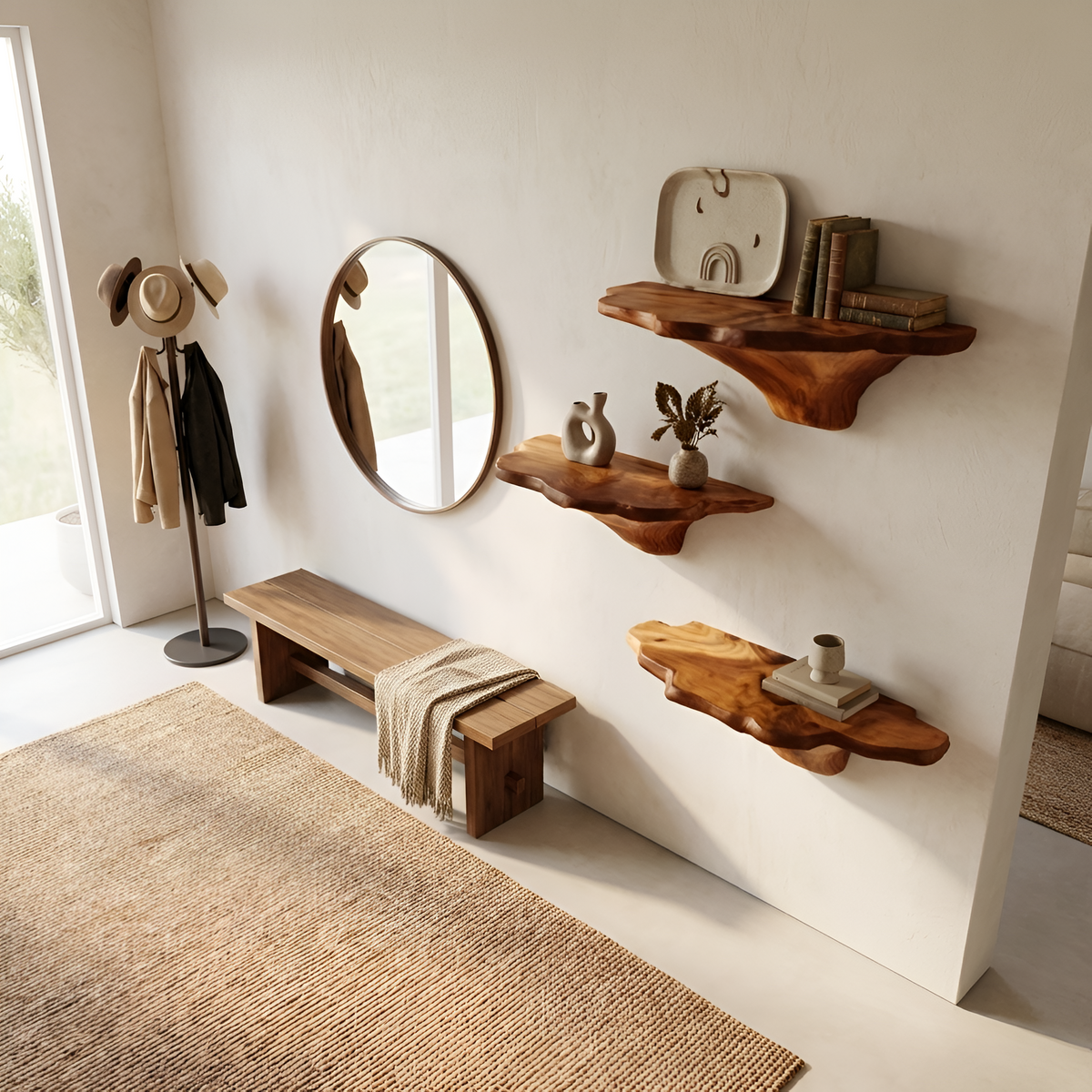 Étagère champignon en bois style ferme pour décoration de chambre naturelle SILDTTNMR017