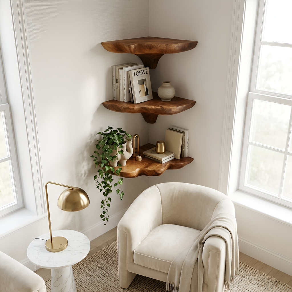 Étagère champignon en bois faite à la main pour entrée et décoration de meubles SILDTTNCMS020