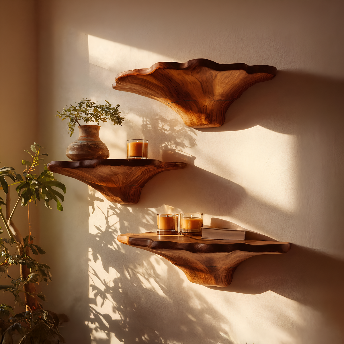 Étagère champignon en bois style ferme pour décoration de chambre naturelle SILDTTNMR017