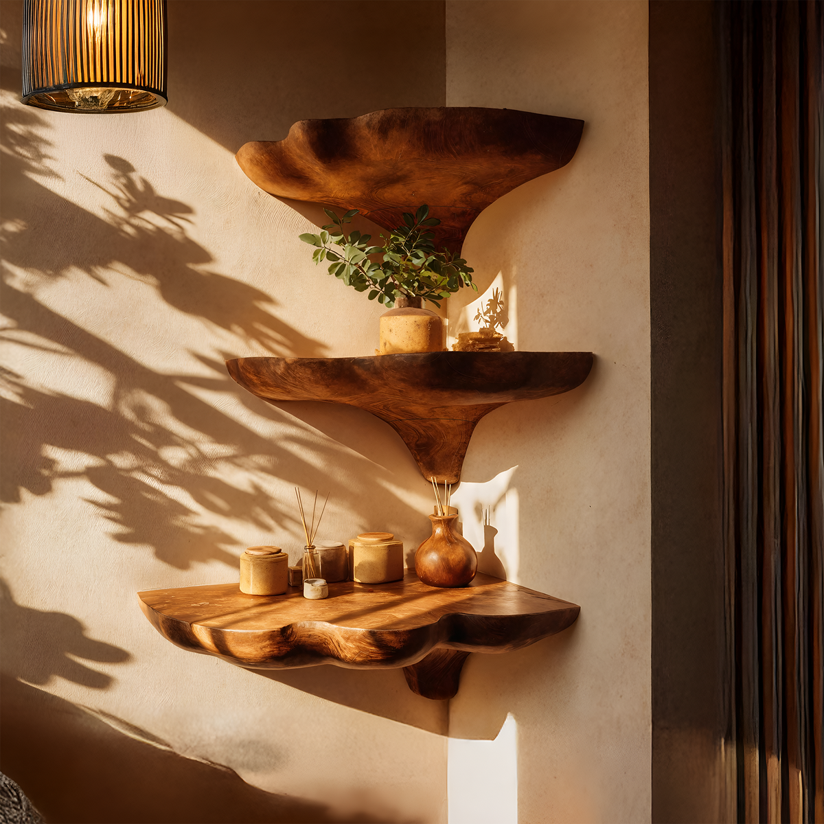 Étagère champignon en bois faite à la main pour entrée et décoration de meubles SILDTTNCMS020