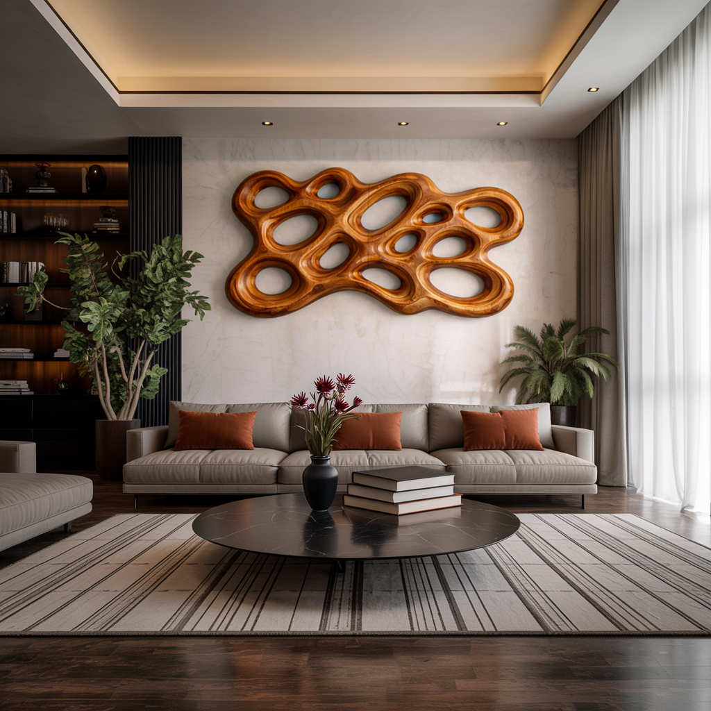 Décoration murale en bois organique pour intérieur minimaliste RTTHTTWA102