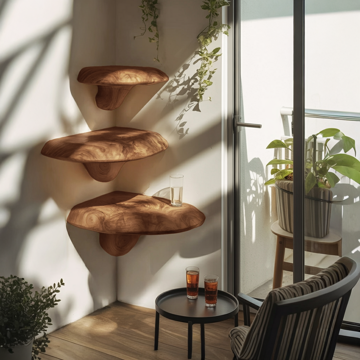 Étagère champignon en bois massif style ferme pour décoration de chambre et aménagement intérieur SILDTTNCMS002