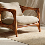 Fauteuil lounge moderne avec cadre sculpté pour salon RTTHTTACC005
