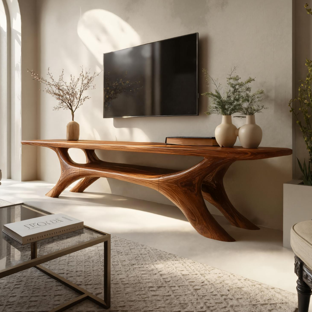 Meuble TV sculptural moderne pour accent de salon RTTHTTTVC055