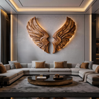Décoration murale artisanale en bois en forme d'ailes pour intérieur moderne RTTHTTWA078