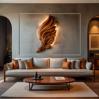 Décoration murale abstraite en bois en forme d'aile pour intérieur moderne RTTHTTWA080