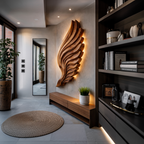 Décoration murale abstraite en bois en forme d'aile pour intérieur moderne RTTHTTWA080