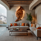 Décoration murale abstraite en bois en forme d'aile pour intérieur moderne RTTHTTWA080