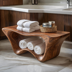 Banc de douche sculptural moderne à deux niveaux pour décoration de salle de bain RTTHTTSB016