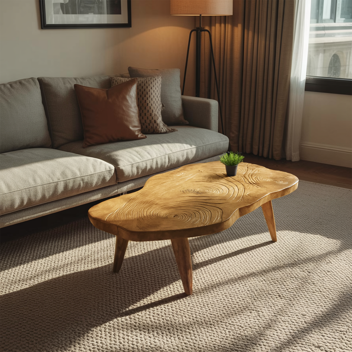 Table d'entrée artisanale en bois irrégulier SILDTTRCF094