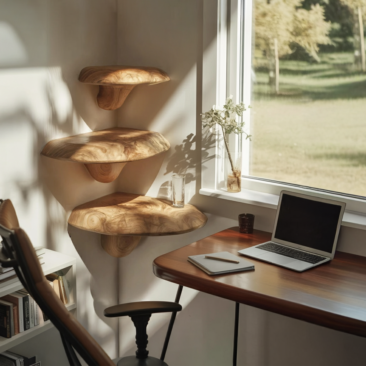 Étagère champignon en bois massif style ferme pour décoration de chambre et aménagement intérieur SILDTTNCMS002