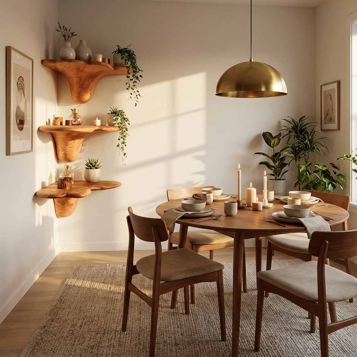 Étagère champignon artisanale en bois massif pour décoration intérieure de chambre SILDTTNCMS012