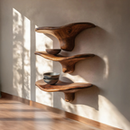 Étagère champignon moderne en bois à bord brut pour décoration intérieure minimaliste SILDTTRMR012